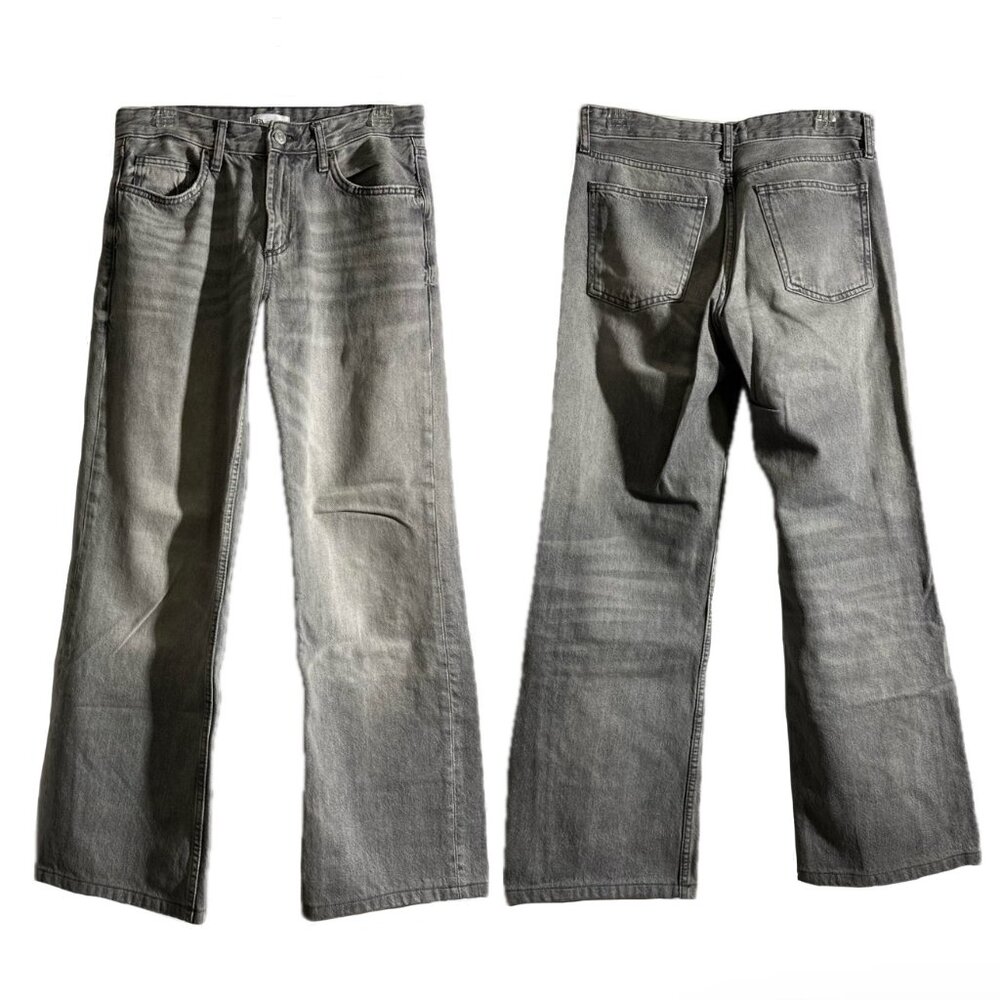 Zara Gray Mid-Rise, Straight Leg Jean, Size 4